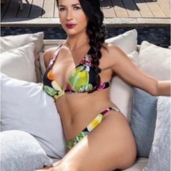 NEW Christian Lacroix x Swiminista Limited Edition Adjustable Bikini Top Size L - Picture 1 of 11